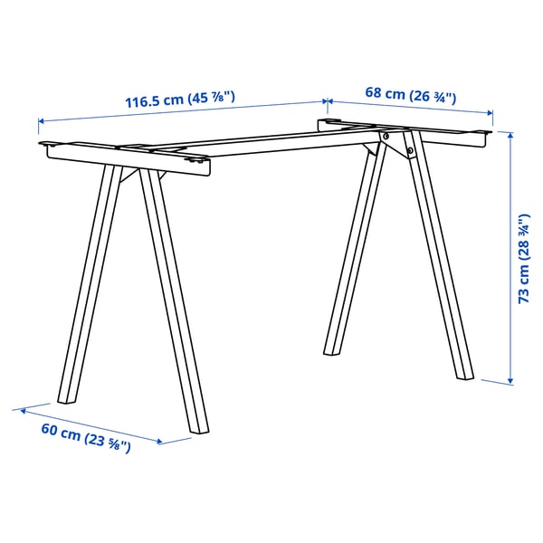 TROTTEN underframe for table top, anthracite, 120x70x75 cm