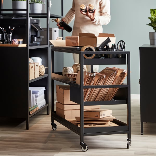 TROTTEN trolley, anthracite, 80x40 cm