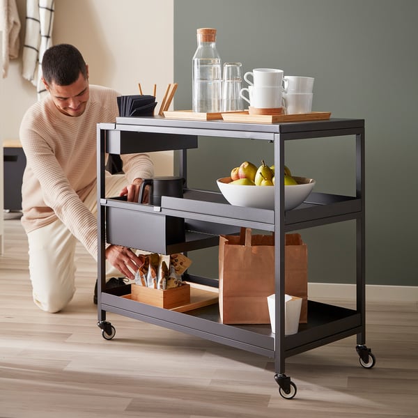 TROTTEN trolley, anthracite, 80x40 cm
