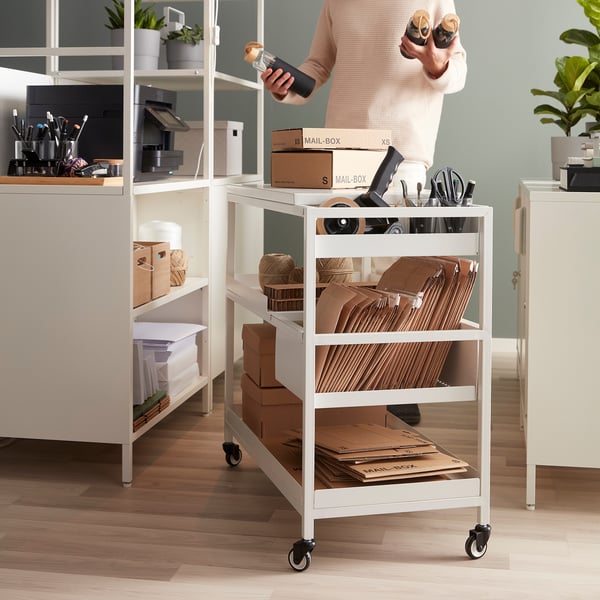 TROTTEN trolley, white, 80x40 cm