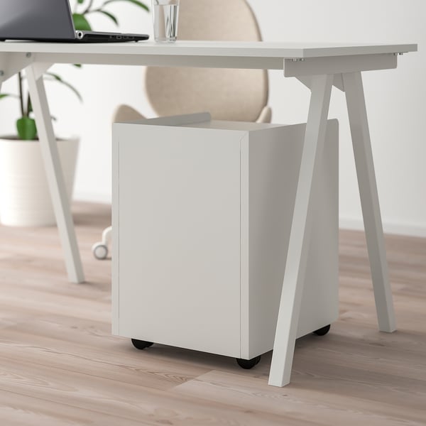 TROTTEN drawer unit w 3 drawers on castors, white, 40x56x40 cm