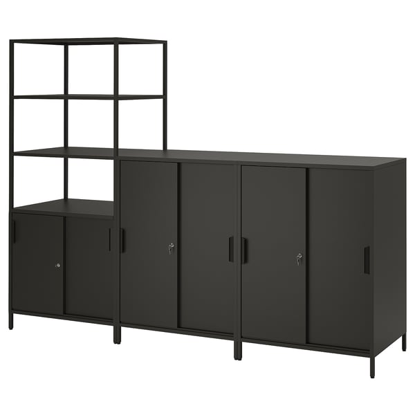 TROTTEN cabinet combination, anthracite, 240x180 cm