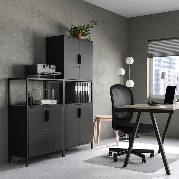 TROTTEN cabinet combination, anthracite, 140x173 cm