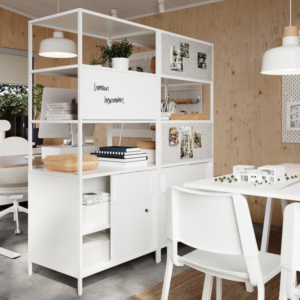 TROTTEN cabinet with sliding doors, white, 80x55x180 cm