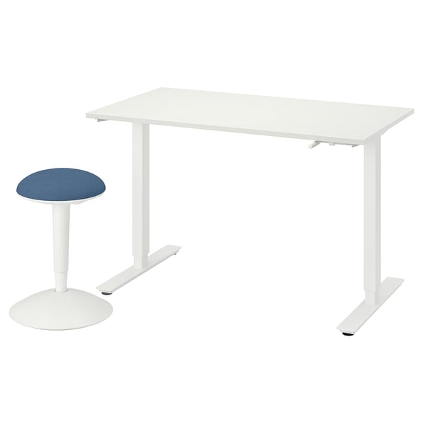 TROTTEN / NILSERIK desk+sit/stand support, white/dark blue