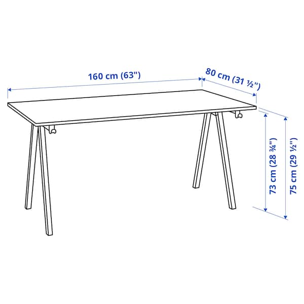 Ikea TROTTEN - Desk, white/anthracite, 160x80 cm