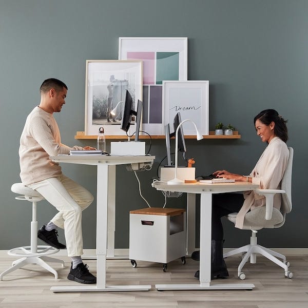Ikea TROTTEN - Desk sit/stand, beige/white, 120x70 cm