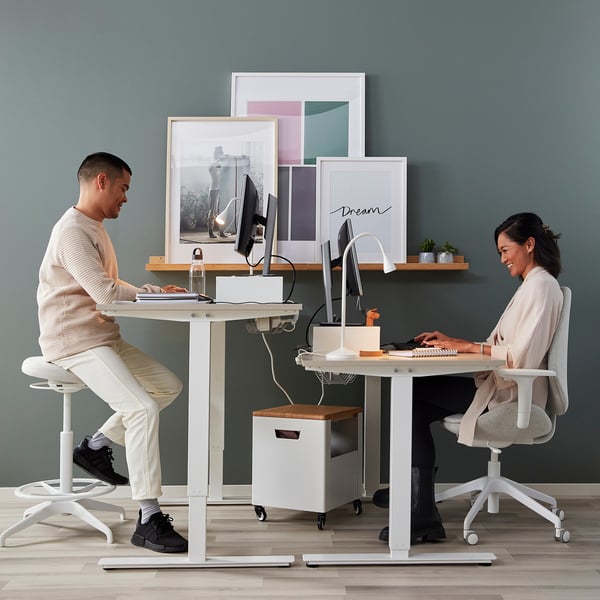 TROTTEN desk sit/stand, beige/white, 120x70 cm
