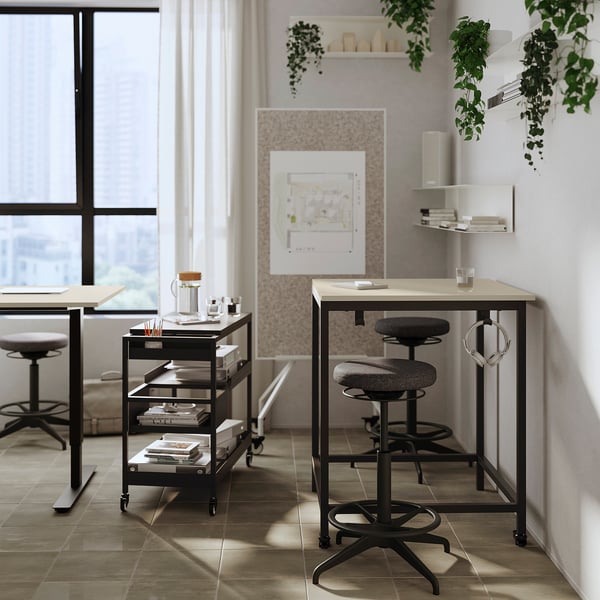 TROTTEN table, beige/anthracite, 80x80 cm