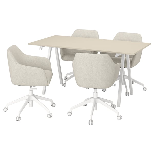 TROTTEN / TOSSBERG conference table and chairs, beige/white, 160x80 cm