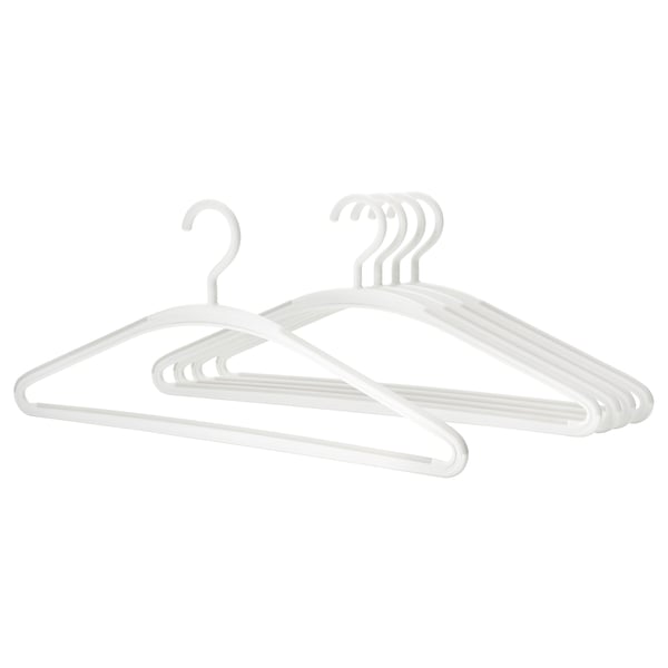 TRYSSE hanger, white/grey, 42 cm, 5 pack