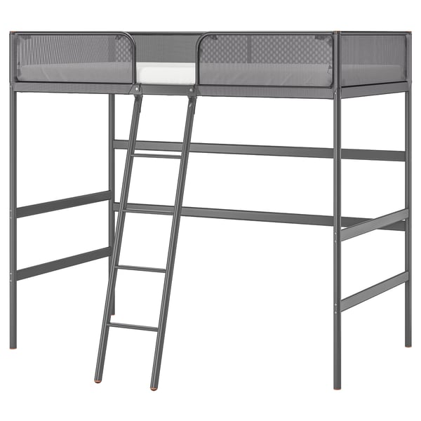 TUFFING loft bed frame, dark grey, 90x200 cm