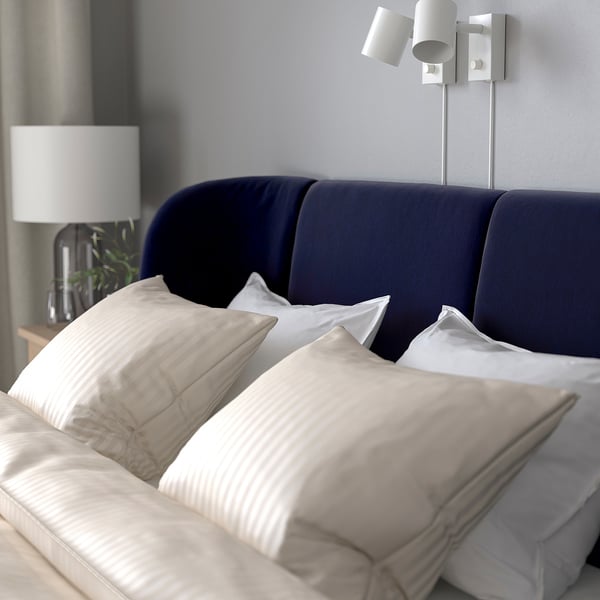 TUFJORD upholstered bed frame, Tallmyra black-blue/Lönset, 180x200 cm
