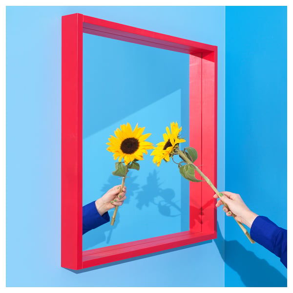 TURBOKASTANJ mirror, red, 75x75 cm