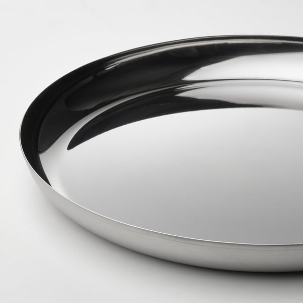 TUVHÄTTA serving plate, stainless steel, 32 cm