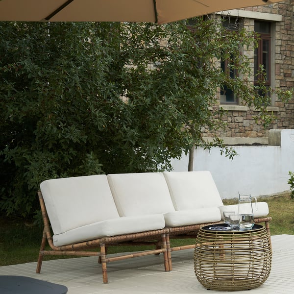 TVARÖ 3-seat modular sofa, outdoor, brown/Frösön/Duvholmen beige, 200x80x78 cm