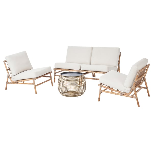 TVARÖ / FRÖSÖN 4-seat conversation set, outdoor, beige, 55 cm