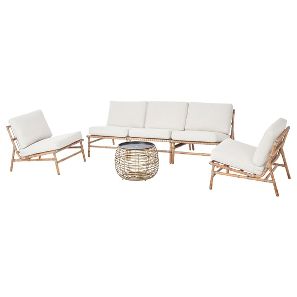 TVARÖ / FRÖSÖN 5-seat conversation set, outdoor, beige, 55 cm