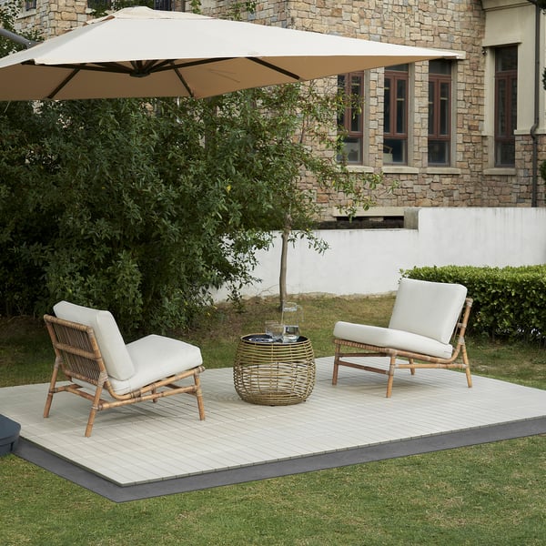 TVARÖ / FRÖSÖN 2-seat conversation set, outdoor, beige, 133 cm