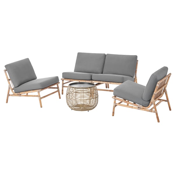 TVARÖ 4-seat conversation set, outdoor, brown/Frösön/Duvholmen dark grey, 55 cm