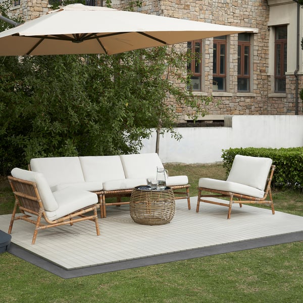 TVARÖ 5-seat conversation set, outdoor, brown/Frösön/Duvholmen beige, 55 cm