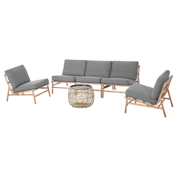 TVARÖ 5-seat conversation set, outdoor, brown/Frösön/Duvholmen dark grey, 55 cm