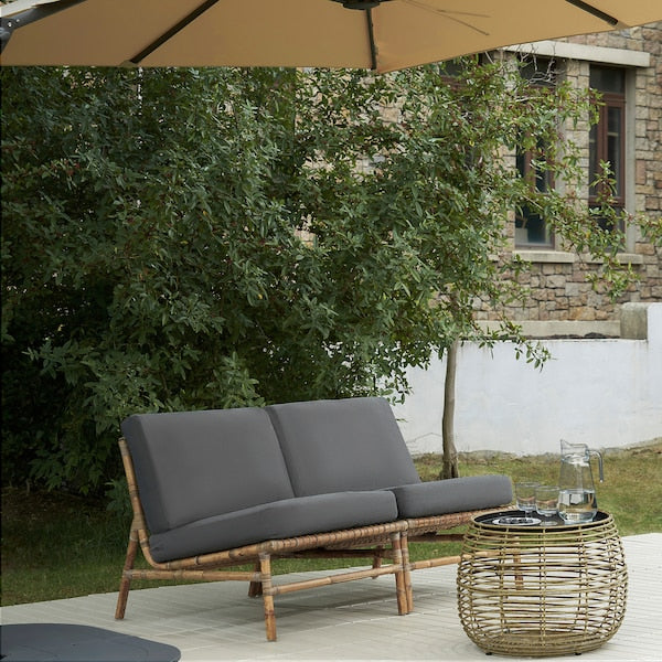 TVARÖ 2-seat conversation set, outdoor, brown/Frösön/Duvholmen dark grey, 133x80x78 cm