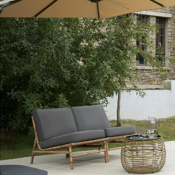 TVARÖ 2-seat conversation set, outdoor, brown/Frösön/Duvholmen dark grey, 55 cm