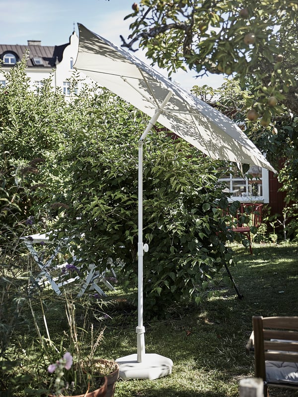 TVETÖ parasol, tilting/grey-beige white, 180x145 cm