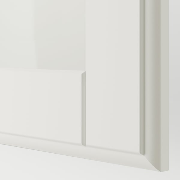 TYSSEDAL door with hinges, white/glass, 50x229 cm