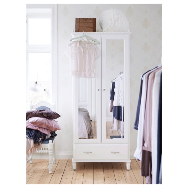 TYSSEDAL wardrobe, white/mirror glass, 88x58x208 cm