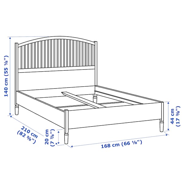 Ikea TYSSEDAL Bed frame - white/Lönset 160x200 cm , 160x200 cm