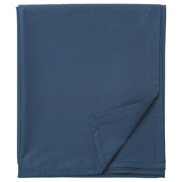 ULLVIDE flat sheet, dark blue, 150x260 cm