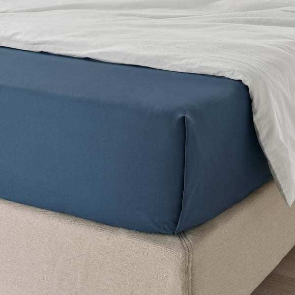 ULLVIDE flat sheet, dark blue, 150x260 cm