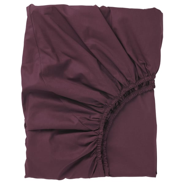 ULLVIDE fitted sheet, deep red, 160x200 cm
