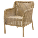 ULVEVÄR chair with armrests, outdoor, plastic rattan/brown, 63x82x71 cm
