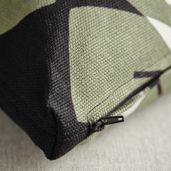 UNDERBLOMMA cushion cover, black/grey-green, 50x50 cm