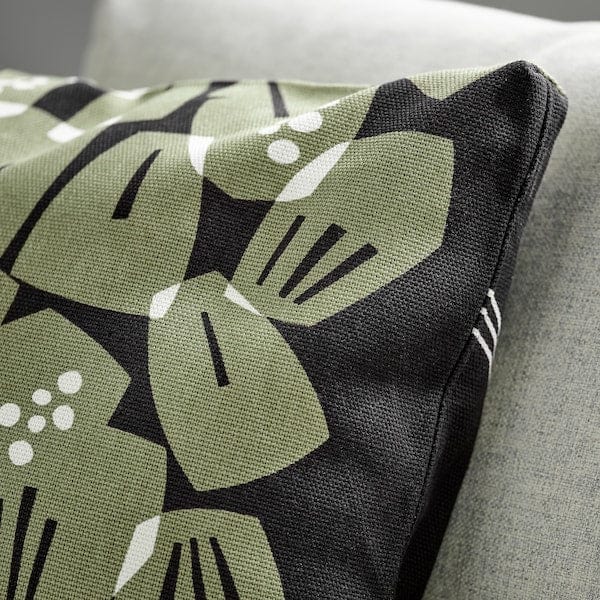 Ikea UNDERBLOMMA - Cushion cover, black/grey-green, 50x50 cm