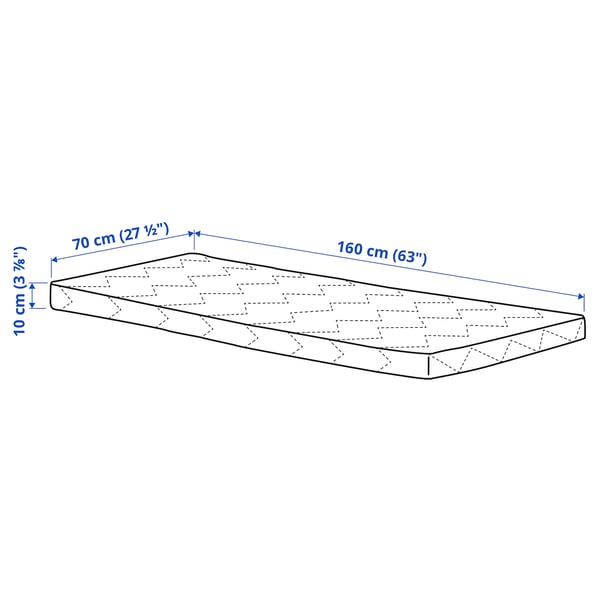 UNDERLIG Junior bed foam mattress - white 70x160 cm , 70x160 cm