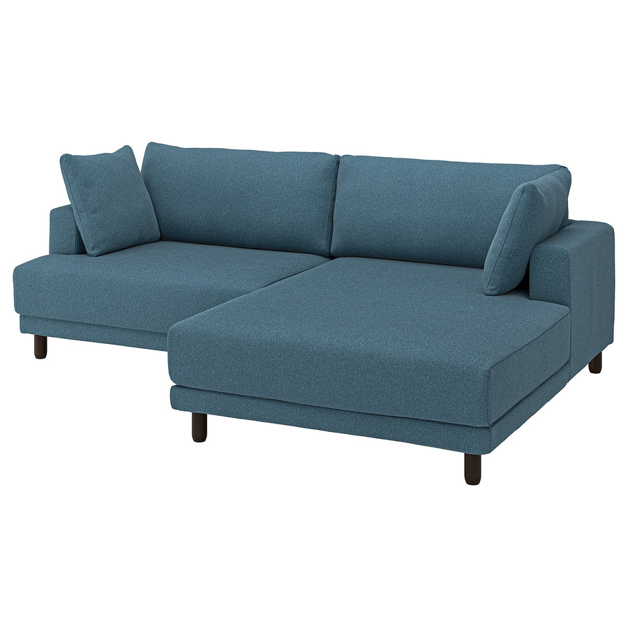 UPPÅKRA 3-seat modular sofa, with chaise longue, right/Axvall dark grey-blue, 127x95x180 cm