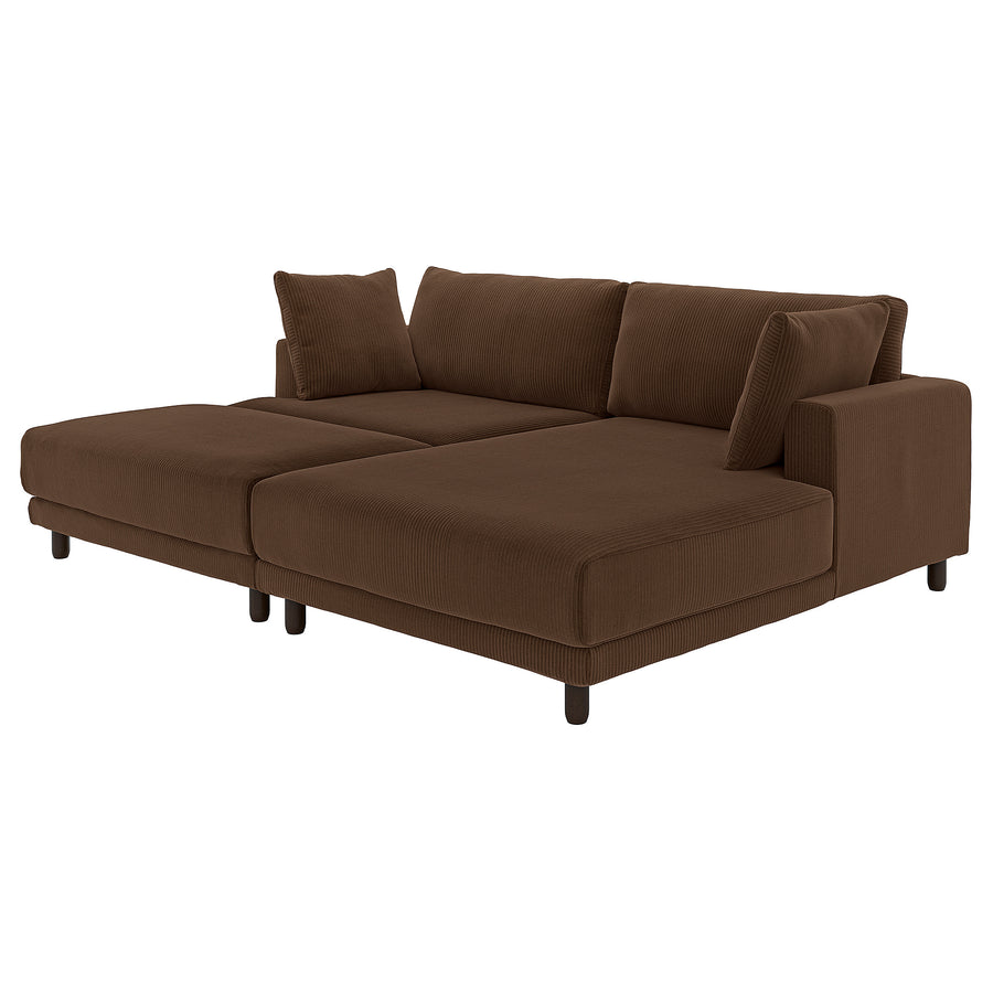 UPPÅKRA 3-seat modular sofa, with chaise longue, right with footstool/Samsala dark brown, 254x95x180 cm