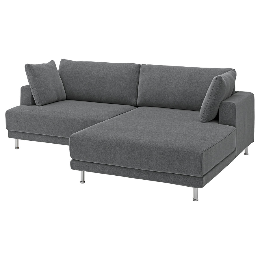 UPPÅKRA 3-seat modular sofa, with chaise longue, right/Johanneshov dark grey, 254x95x180 cm
