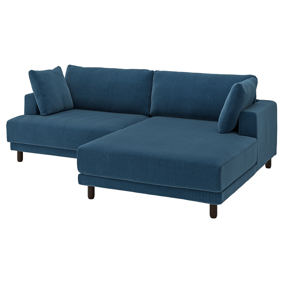 UPPÅKRA 3-seat modular sofa, with chaise longue, right/Samsala dark blue, 254x95x180 cm