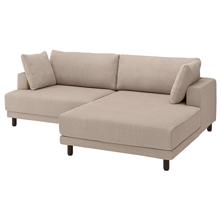 UPPÅKRA 3-seat modular sofa, with chaise longue, right/Samsala grey-beige, 254x95x180 cm