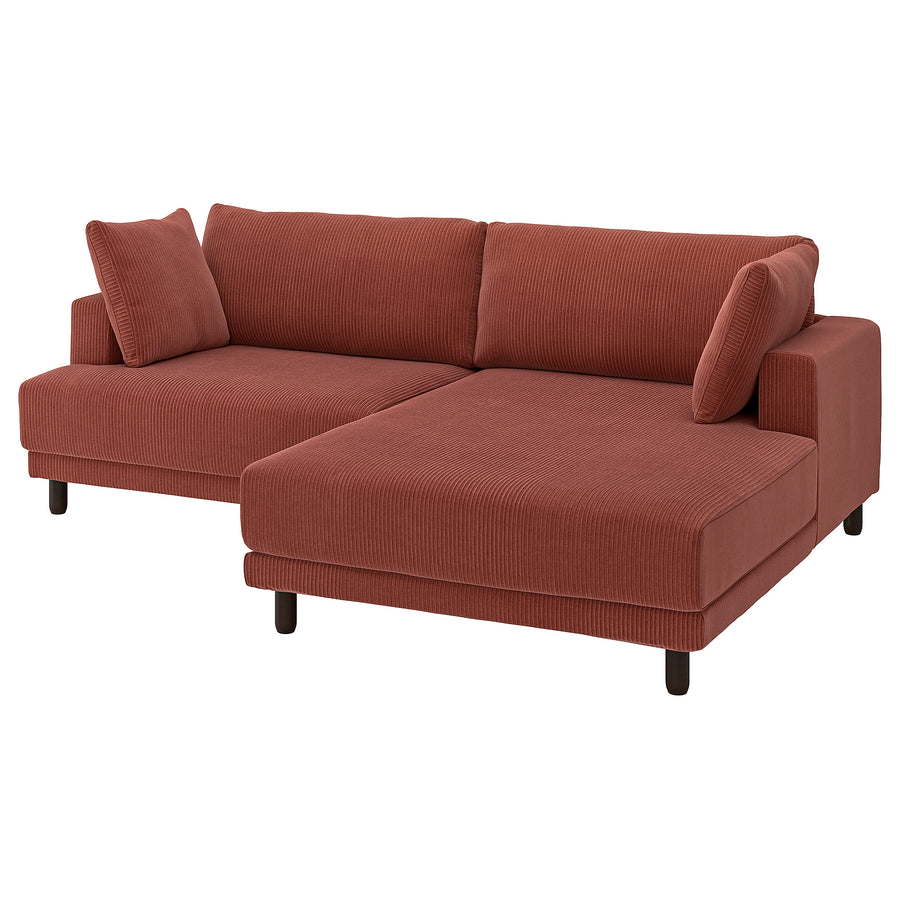 UPPÅKRA 3-seat modular sofa, with chaise longue, right/Samsala brown-red, 127x95x180 cm