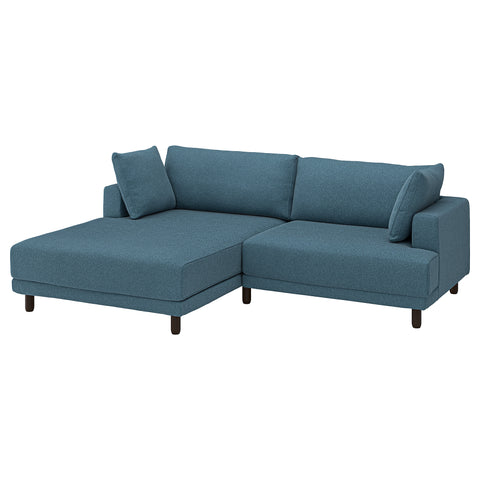 UPPÅKRA 3-seat modular sofa, with chaise longue, left/Axvall dark grey-blue, 254x95x180 cm