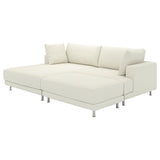 UPPÅKRA 3-seat modular sofa, with chaise longue, left with footstool/Axvall off-white, 254x95x180 cm