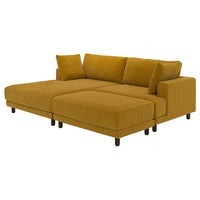 UPPÅKRA 3-seat modular sofa, with chaise longue, left with footstool/Samsala yellow-brown, 254x95x180 cm