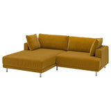 UPPÅKRA 3-seat modular sofa, with chaise longue, left/Samsala yellow-brown, 254x95x180 cm