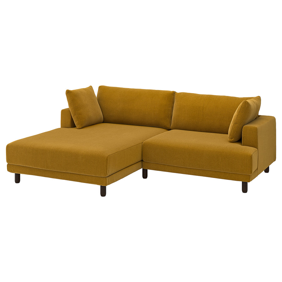 UPPÅKRA 3-seat modular sofa, with chaise longue, left/Samsala yellow-brown, 254x95x180 cm